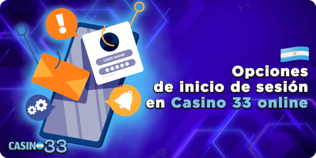 Opciones de inicio de sesión en Casino 33 online